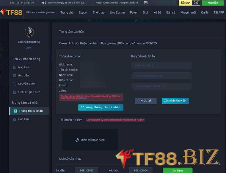 Rút Tiền TF88 Rút Tiền TF88